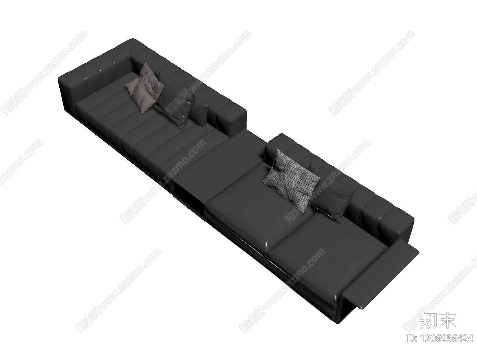 黑色模块化沙发组合3D模型下载【ID:1206956424】