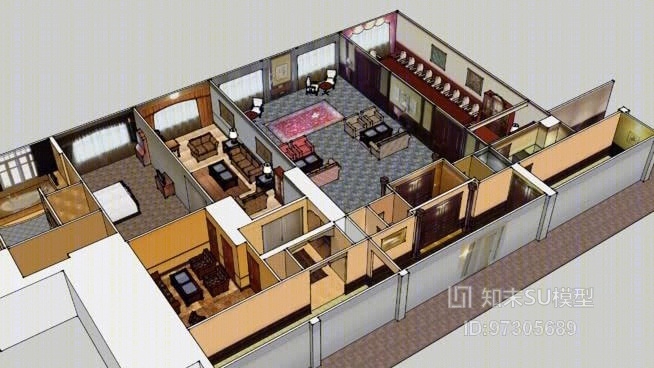 O酒店总统套房SU模型下载【ID:97305689】