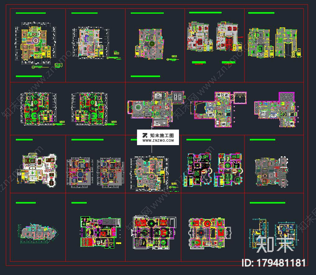 别墅套房平面方案cad施工图，别墅施工图纸下载cad施工图下载【ID:179481181】