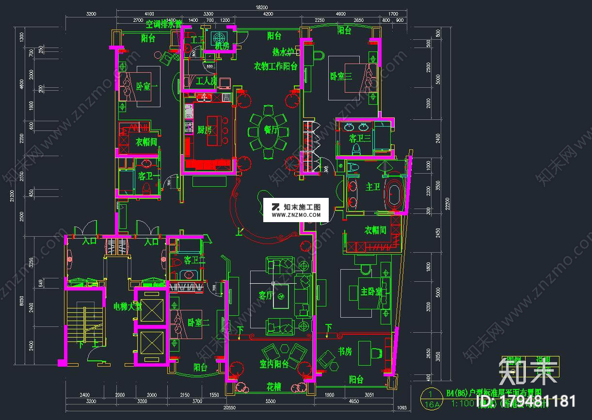 别墅套房平面方案cad施工图，别墅施工图纸下载cad施工图下载【ID:179481181】