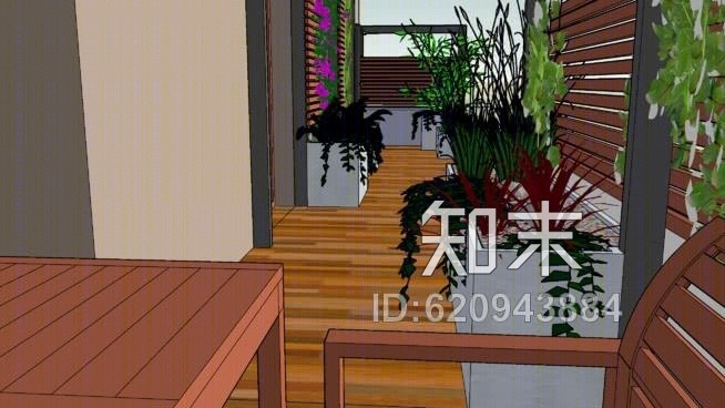 屋顶花园SU模型下载【ID:620943884】