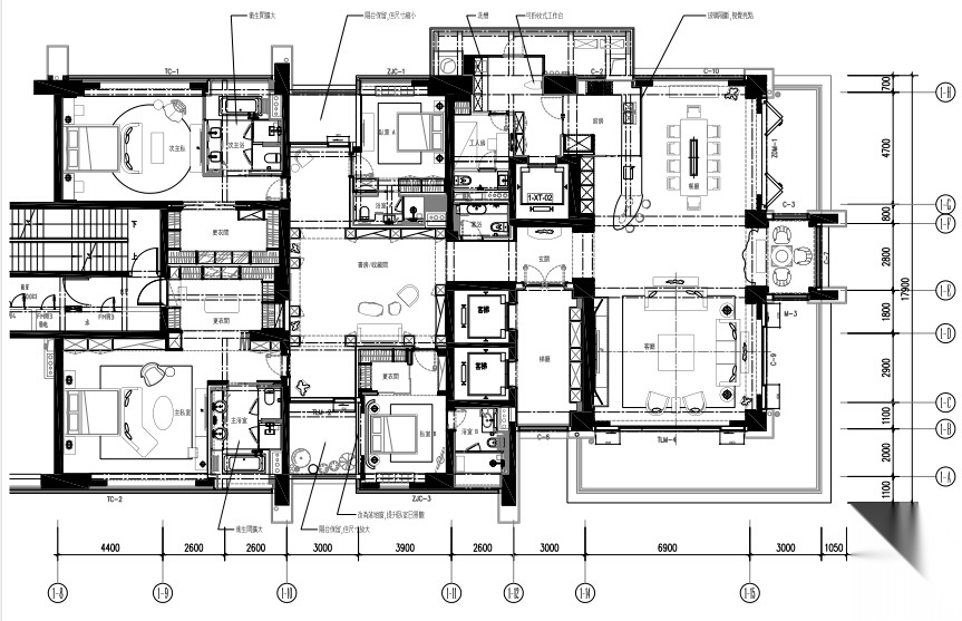 [深圳]邱德光｜前海中心现代中式风格住宅设计施工图施工图下载【ID:160067196】