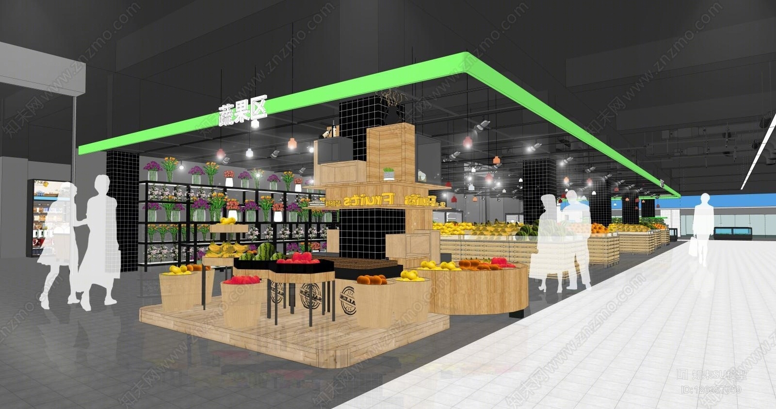 超市模型水果蔬菜生鲜SU模型下载【ID:126357059】