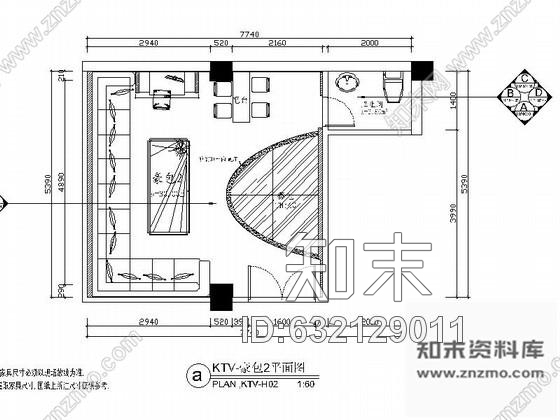 施工图KTV豪华包厢室内装修图cad施工图下载【ID:632129011】