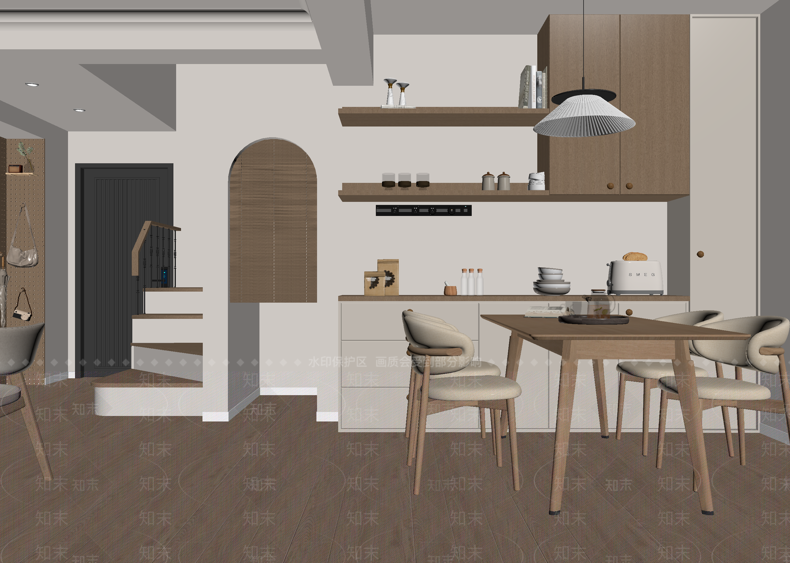 原木家居餐厅3D模型下载【ID:1215095905】