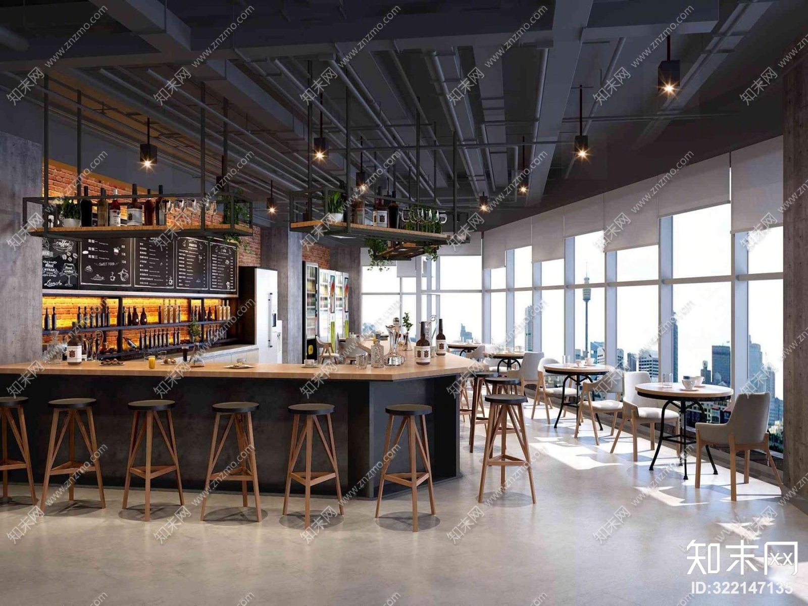 工业风茶餐厅3D模型下载【ID:322147135】
