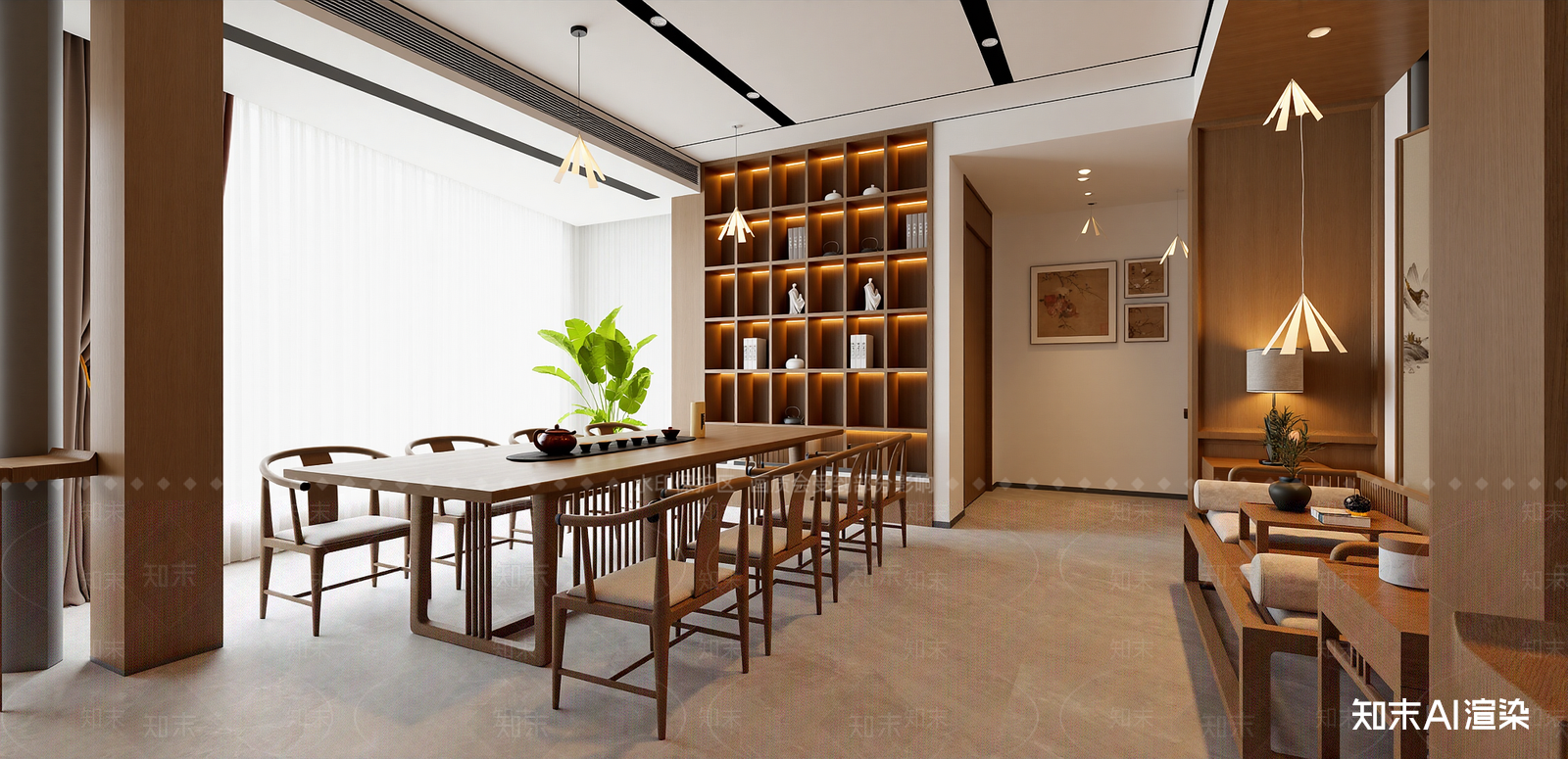 新中式其他办公区域SU模型下载【ID:1216073319】