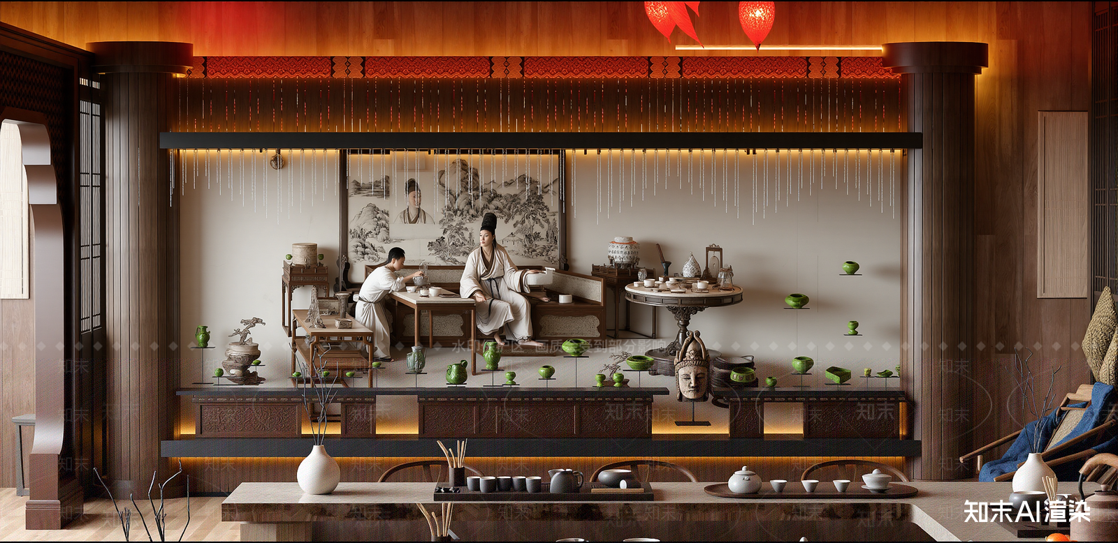 新中式中餐厅SU模型下载【ID:1216026054】