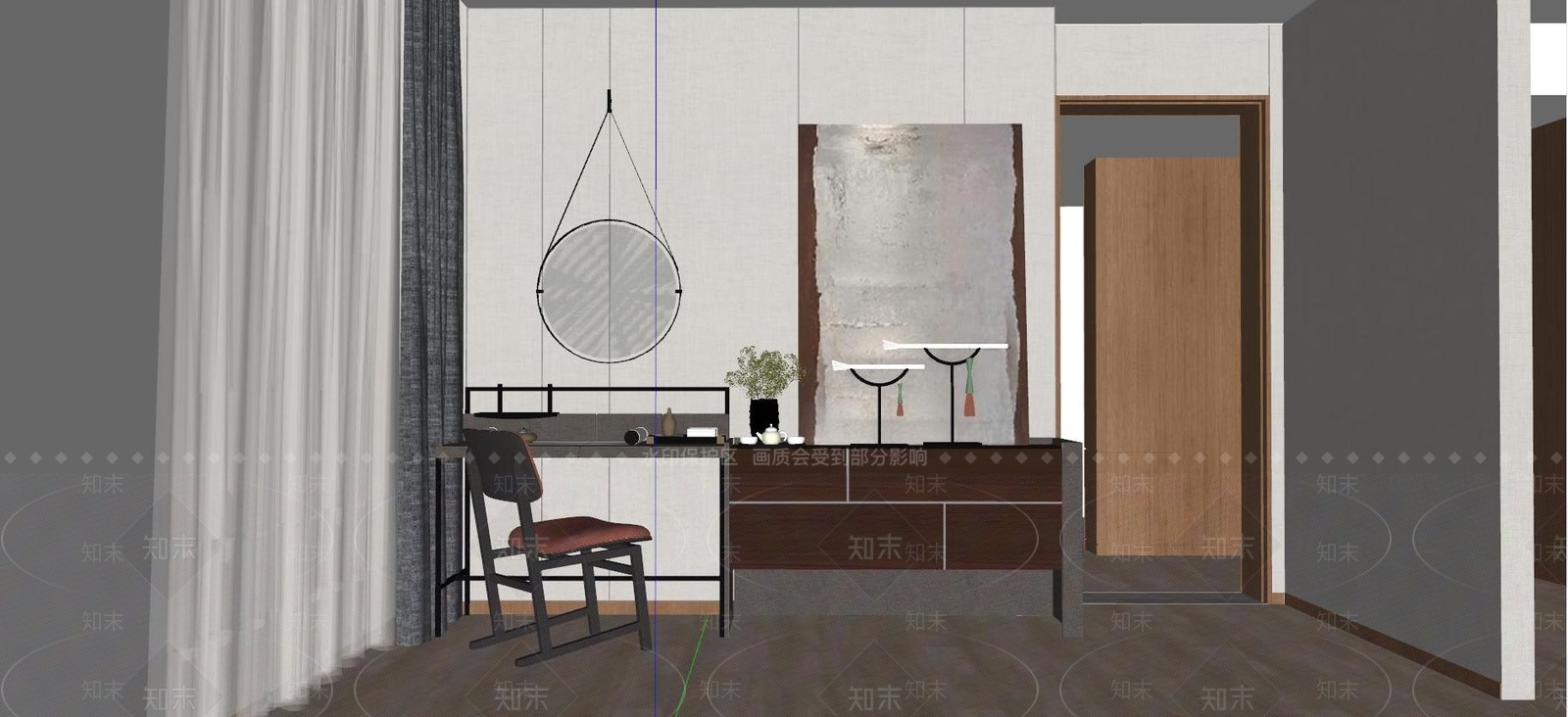 现代梳妆台SU模型下载【ID:1123480527】