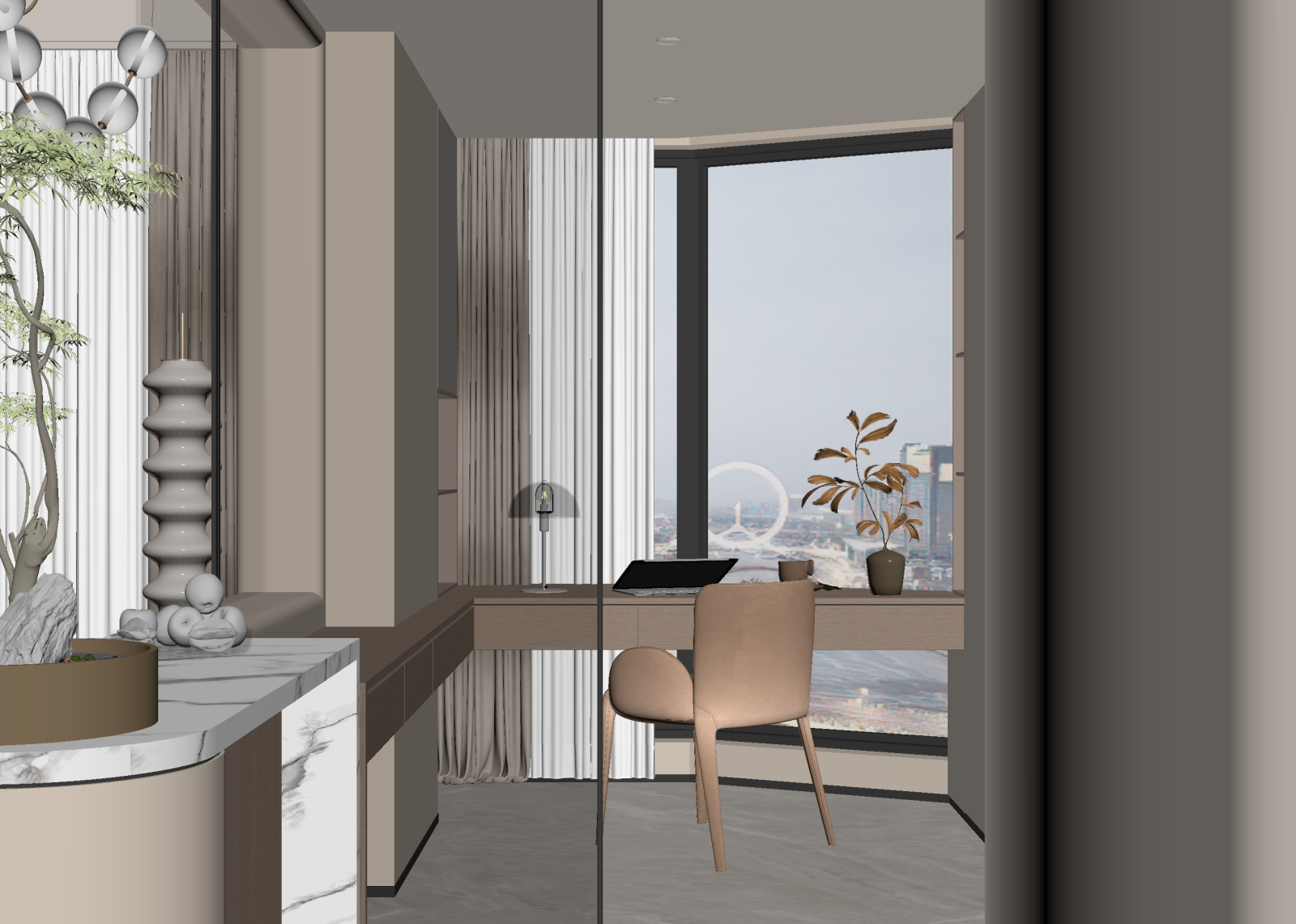奶油书房3D模型下载【ID:1215121853】