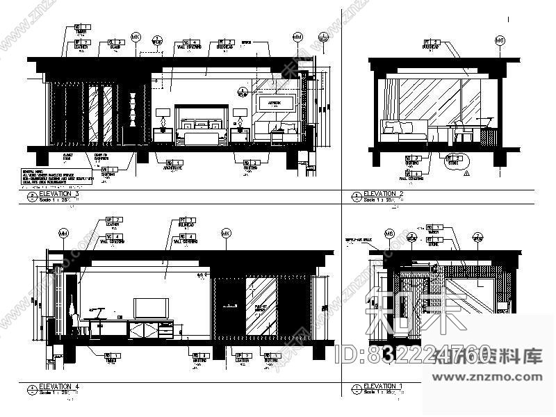 图块/节点标准间立面图cad施工图下载【ID:832224760】