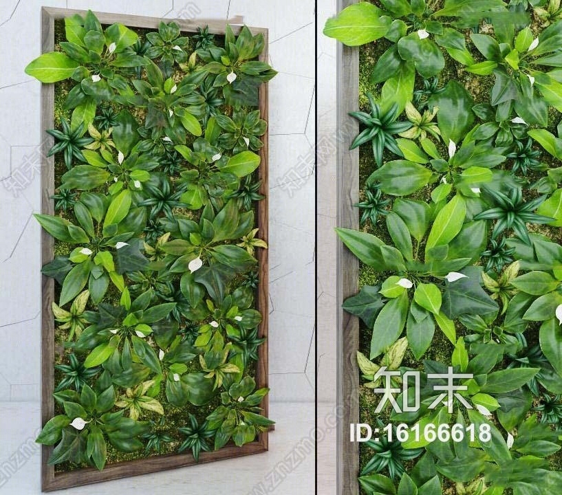 现代绿植墙饰3D模型下载【ID:16166618】