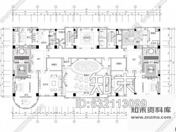 施工图苏州奢华欧式风格商务会所四层卧室休息区室内装修图含效果施工图下载【ID:632113099】