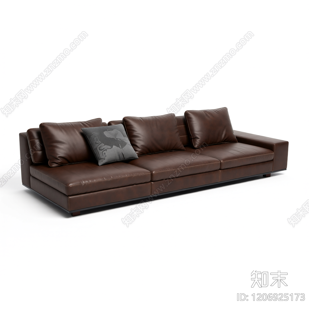 深色皮质沙发组合3D模型下载【ID:1206925173】