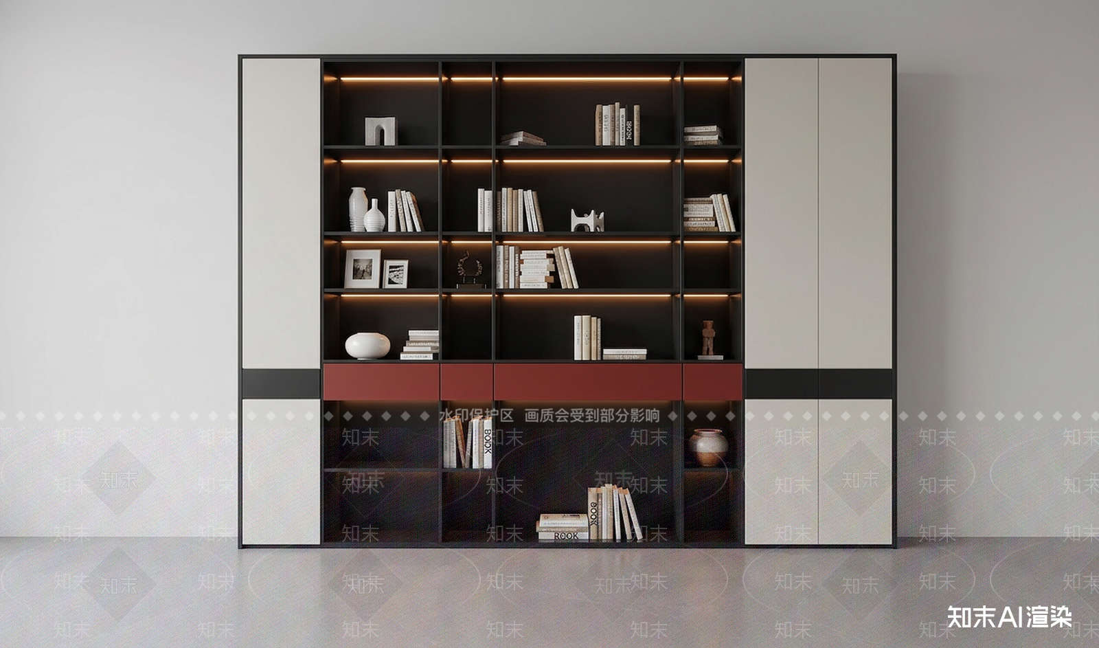 大型书架书柜3D模型下载【ID:1227262278】