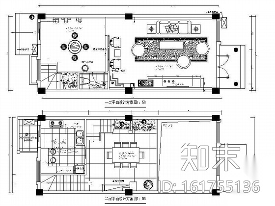中式风双层样板别墅设计图cad施工图下载【ID:161755136】