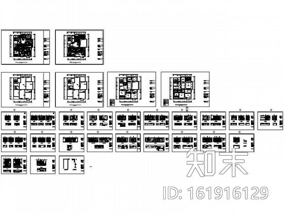 双层别墅空间精致装修图cad施工图下载【ID:161916129】