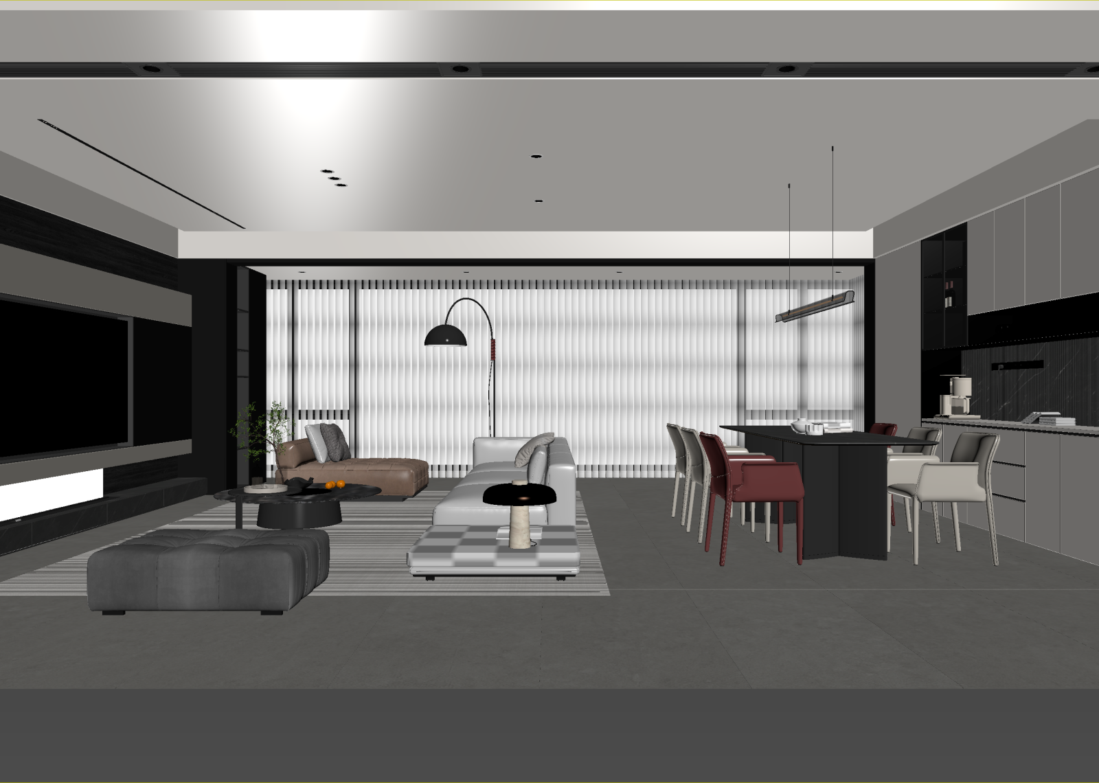 现代客餐厅3D模型下载【ID:1214584811】
