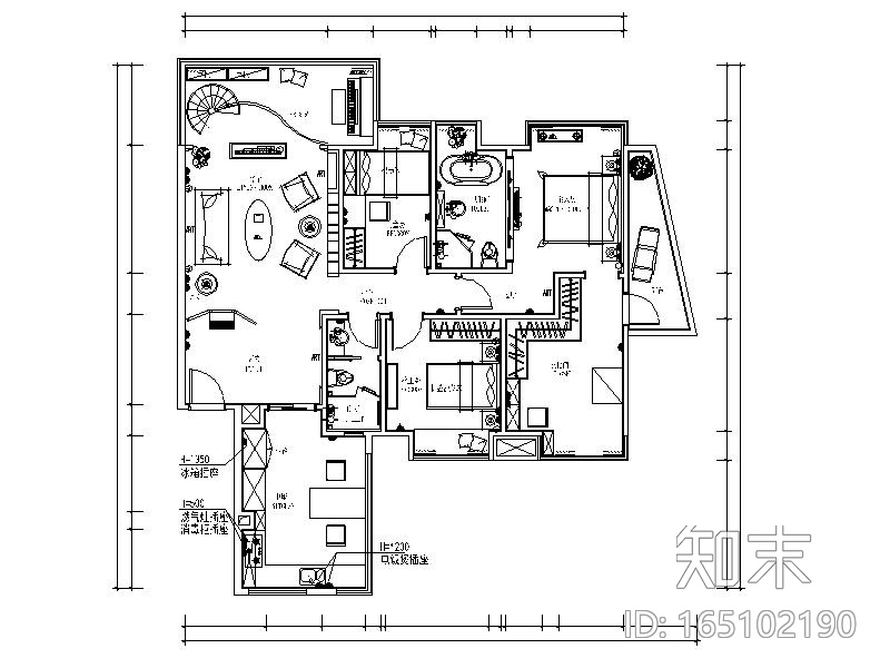 [广州]温馨舒适小型别墅室内设计CAD施工图（含效果图、...施工图下载【ID:165102190】