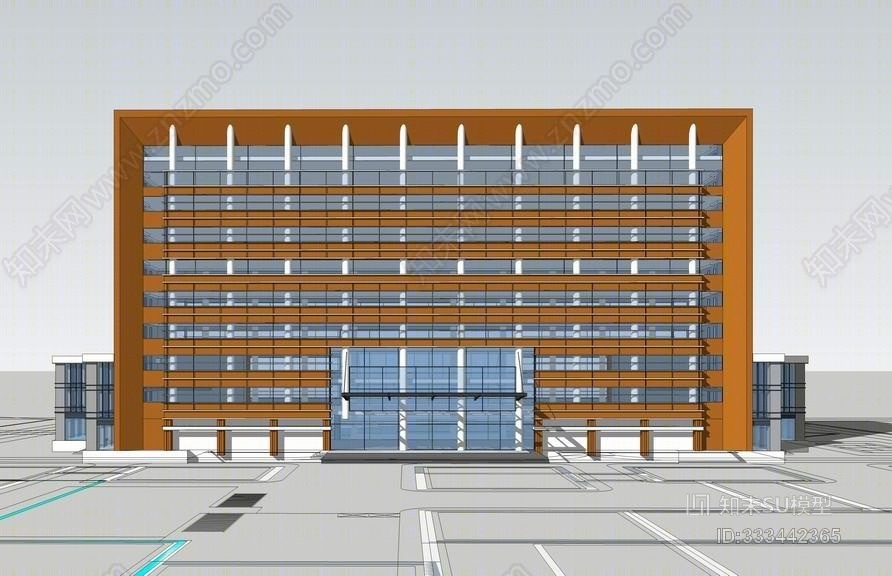 现代中高层办公楼SU模型下载【ID:333442365】