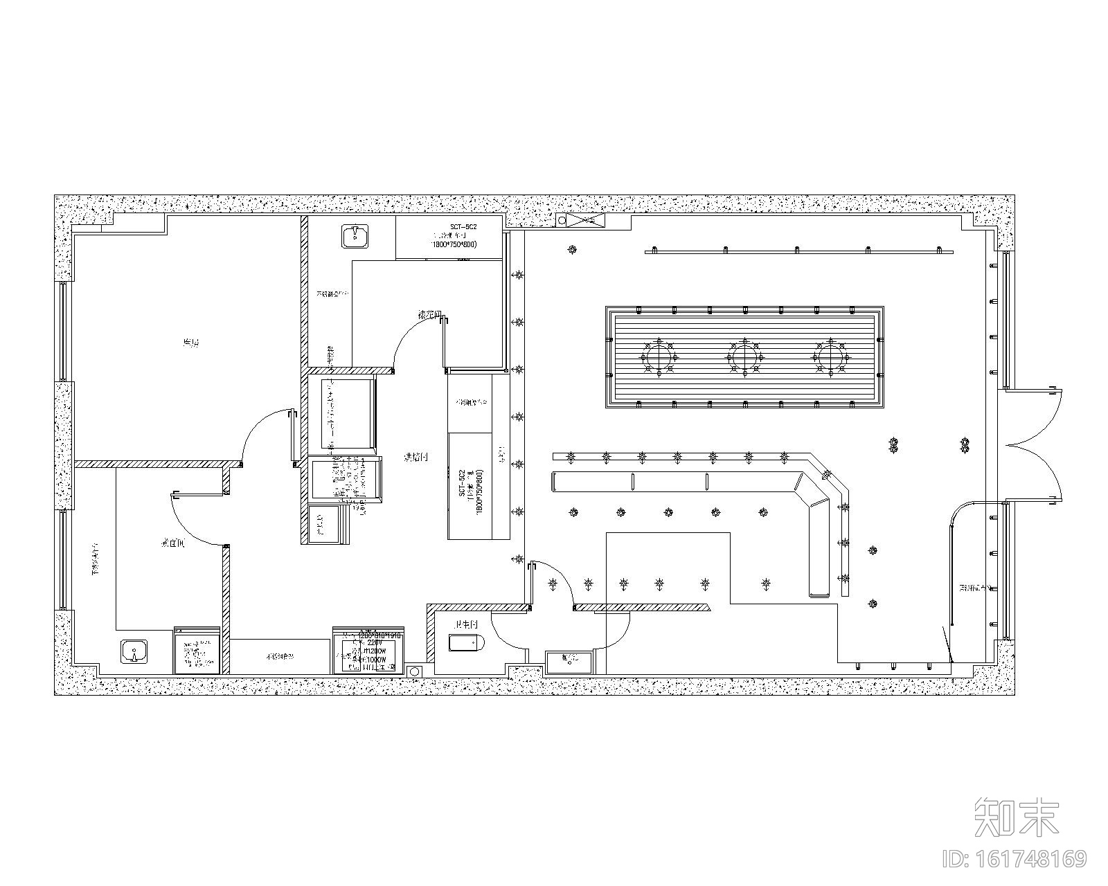 大万琥珀西饼餐厅施工图（附效果图）cad施工图下载【ID:161748169】