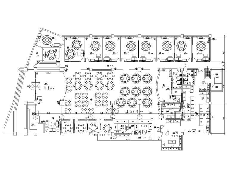 [上海]新中式风格大型酒店内部餐厅装修施工图cad施工图下载【ID:160708113】