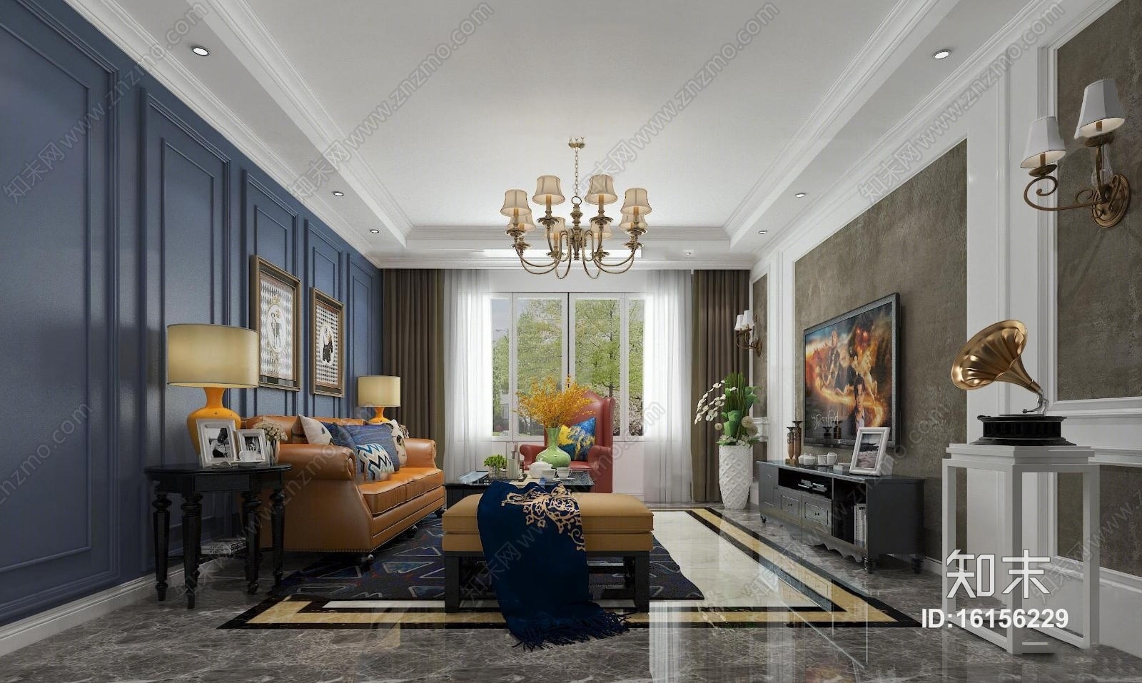 美式客厅3D模型下载【ID:16156229】