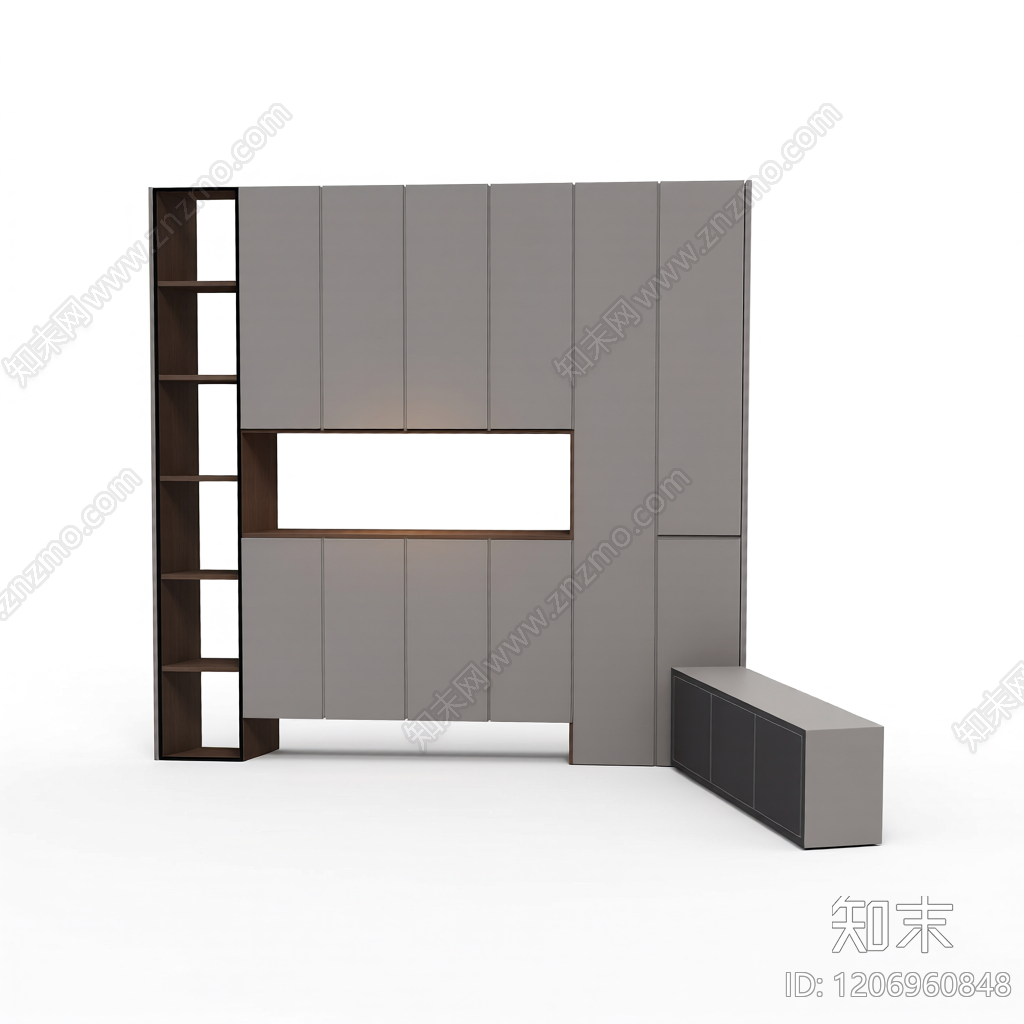 组合电视墙柜体3D模型下载【ID:1206960848】