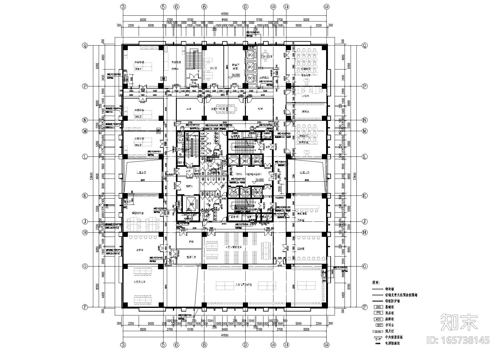 [湖南]中南大学湘雅医院教学科研楼施工图cad施工图下载【ID:165738145】