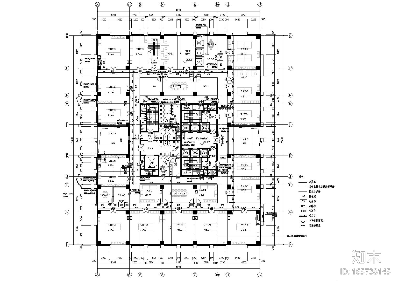 [湖南]中南大学湘雅医院教学科研楼施工图cad施工图下载【ID:165738145】