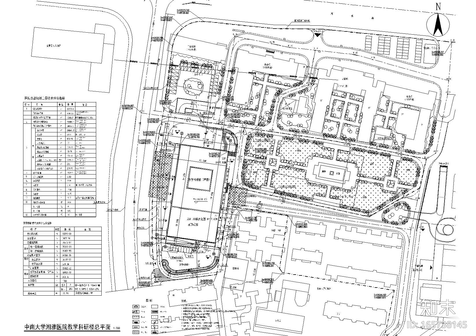 [湖南]中南大学湘雅医院教学科研楼施工图cad施工图下载【ID:165738145】