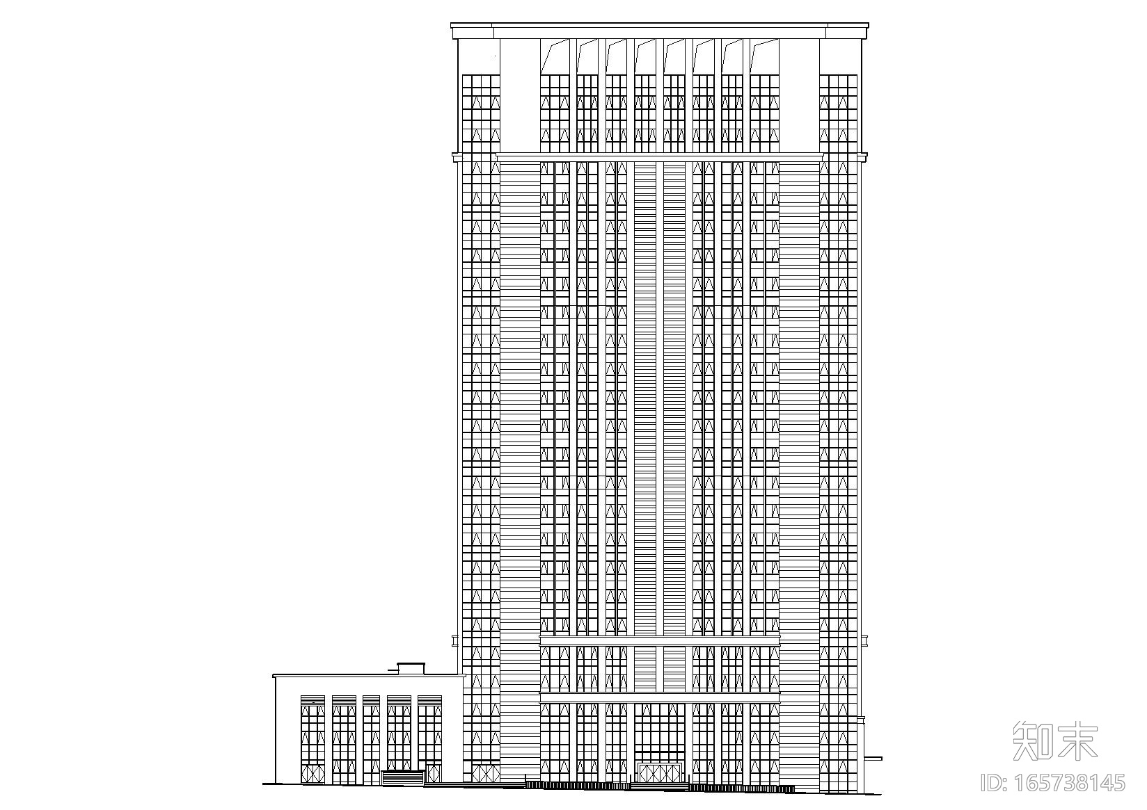 [湖南]中南大学湘雅医院教学科研楼施工图cad施工图下载【ID:165738145】