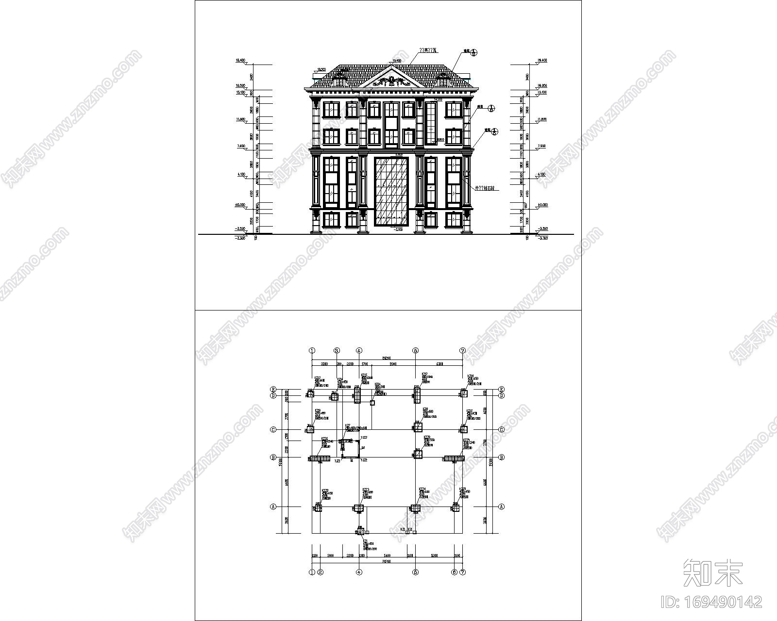 别墅建筑CAD施工图cad施工图下载【ID:169490142】