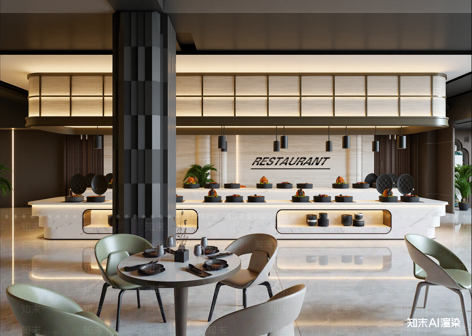 现代自助餐厅3D模型下载【ID:1215037183】