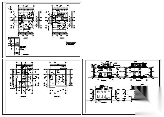 某二层坡顶别墅建方案图cad施工图下载【ID:149894103】