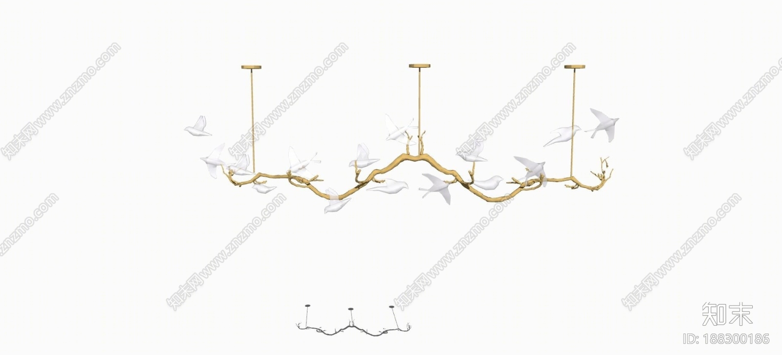 枯树枯枝吊灯SU模型下载【ID:188300186】