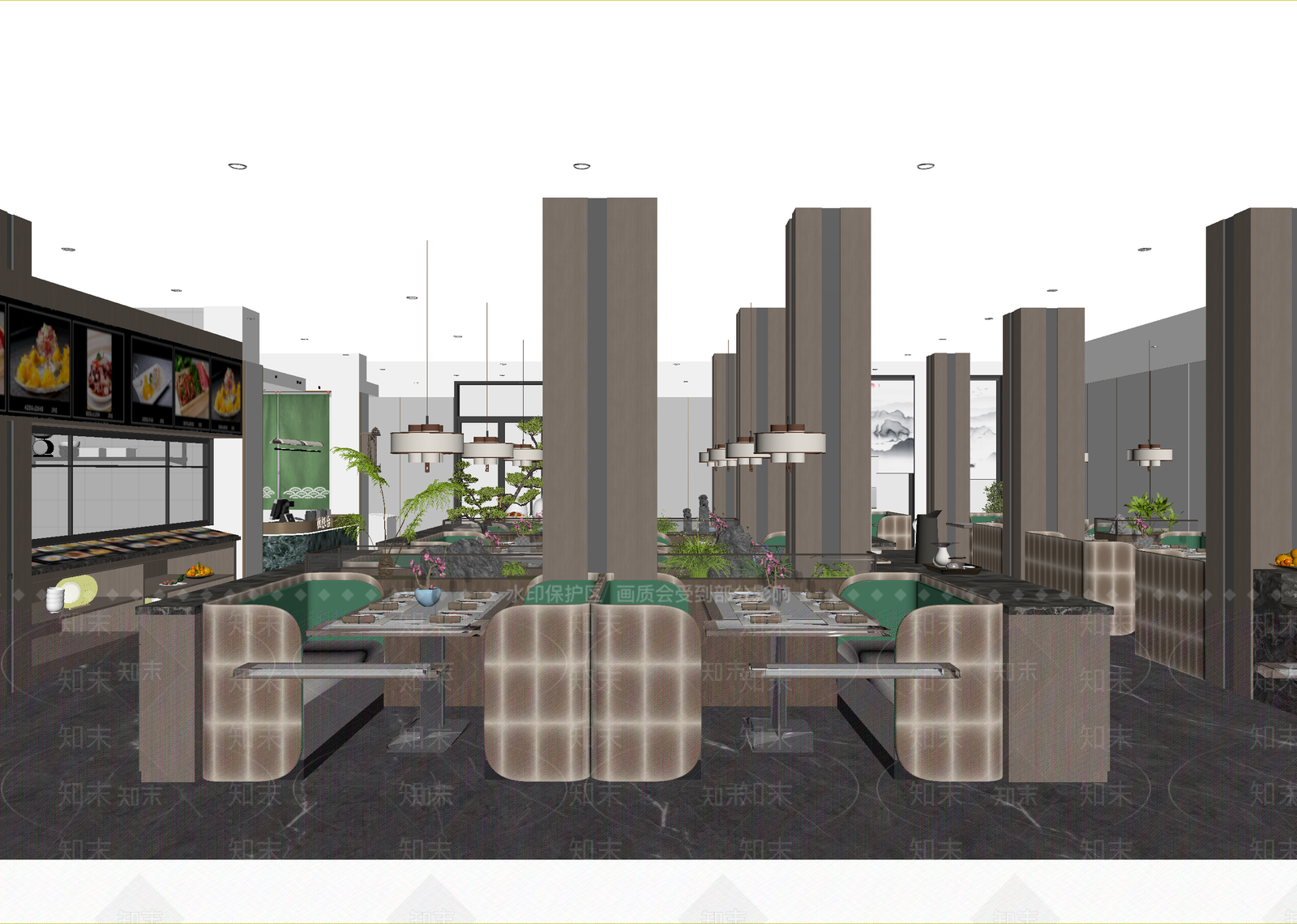 新中式自助餐厅3D模型下载【ID:1214755552】