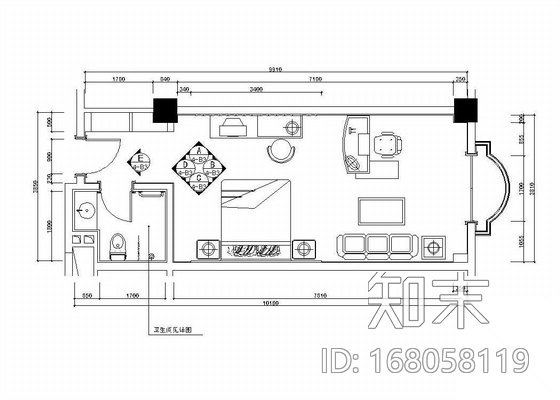 [河北]某综合型大酒店装修图（客房部分）cad施工图下载【ID:168058119】