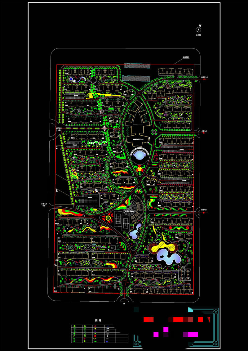 小区景观规划布置图CAD景观图纸cad施工图下载【ID:149688155】