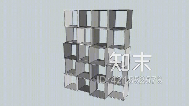 分室书柜灰SU模型下载【ID:421552578】