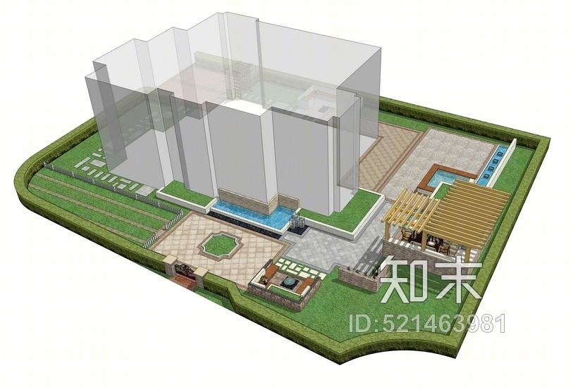 现代庭院景观设计SU模型下载【ID:521463981】