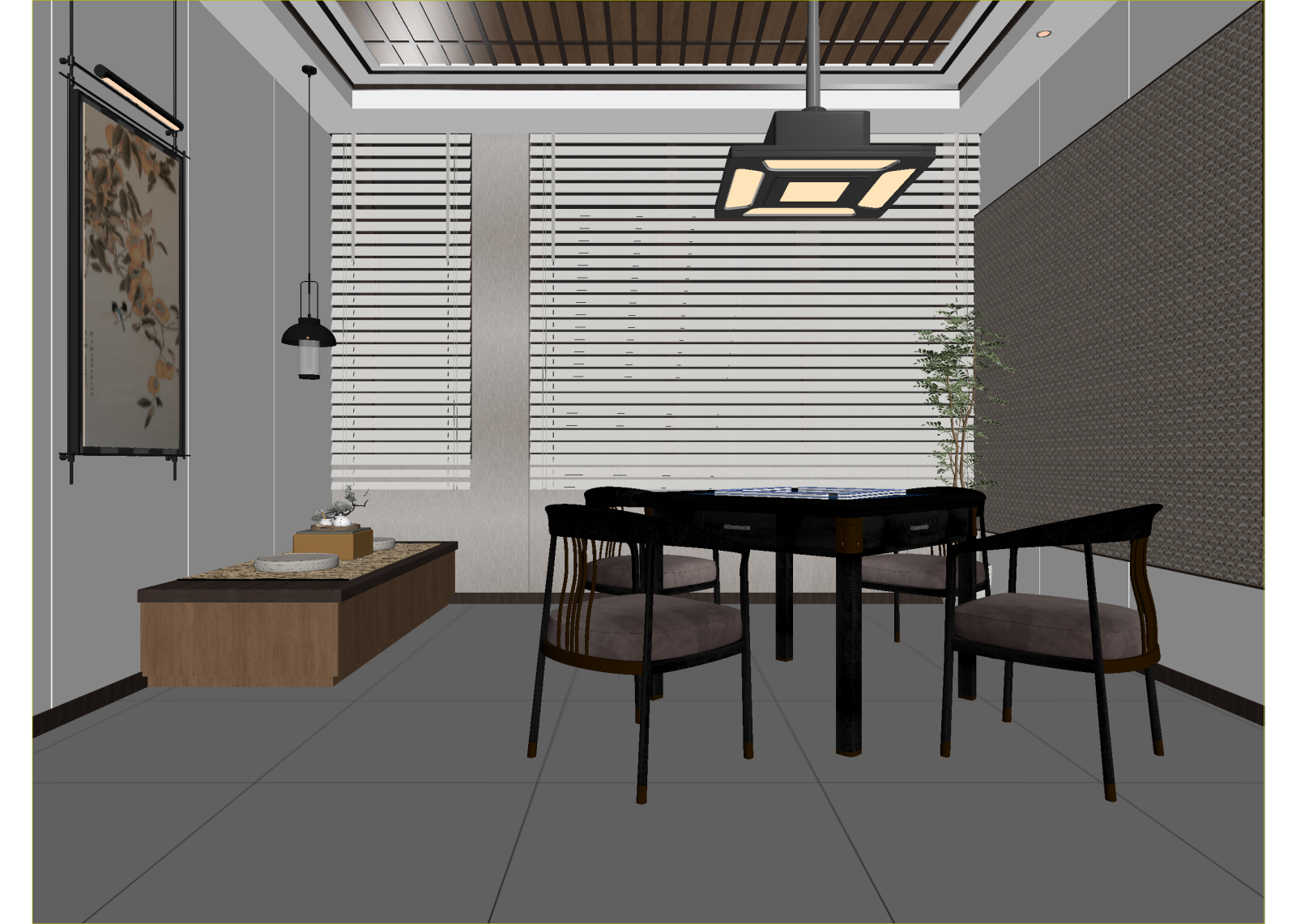 新中式茶室3D模型下载【ID:1214973976】