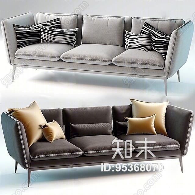 三人沙发3D模型下载【ID:95368070】