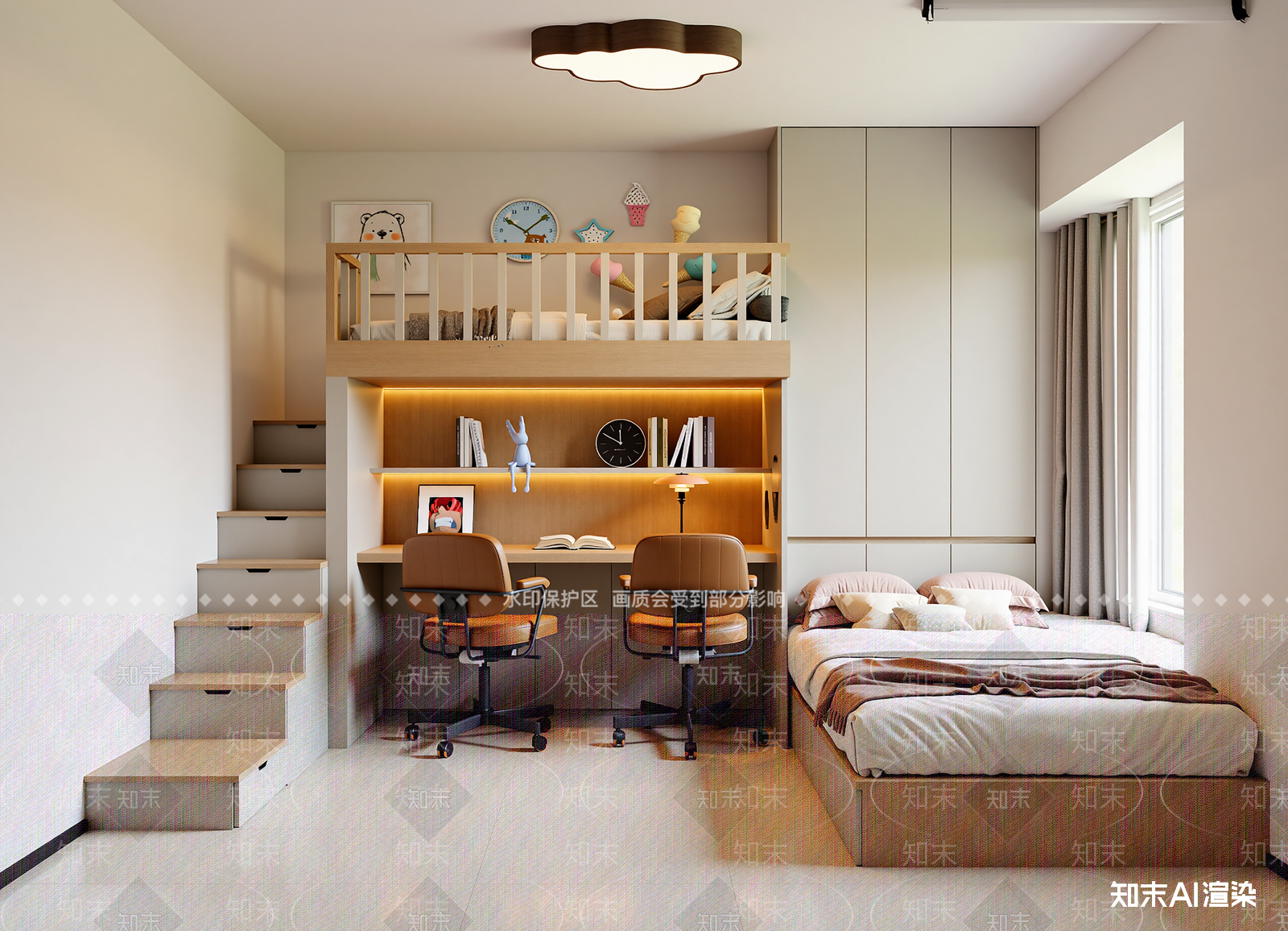 现代通用儿童房3D模型下载【ID:1215064670】