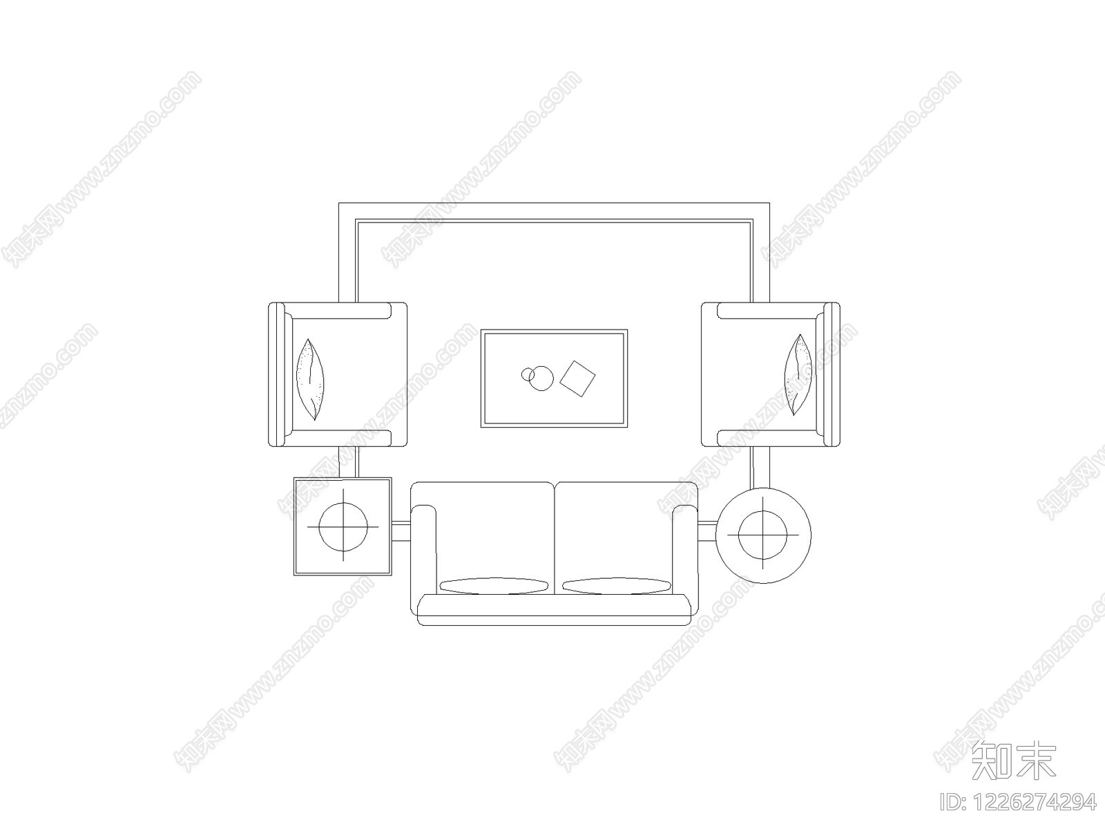 沙发cad施工图下载【ID:1226274294】