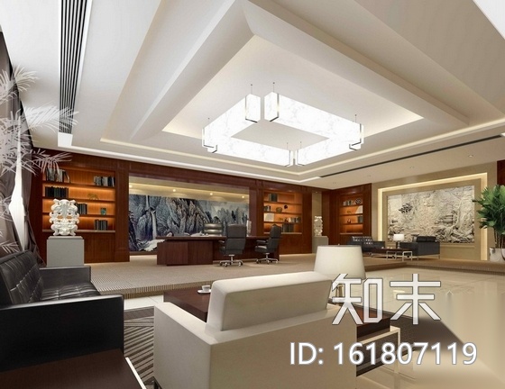 [重庆]石材科技企业公司现代办公楼装修施工图（含效果）cad施工图下载【ID:161807119】