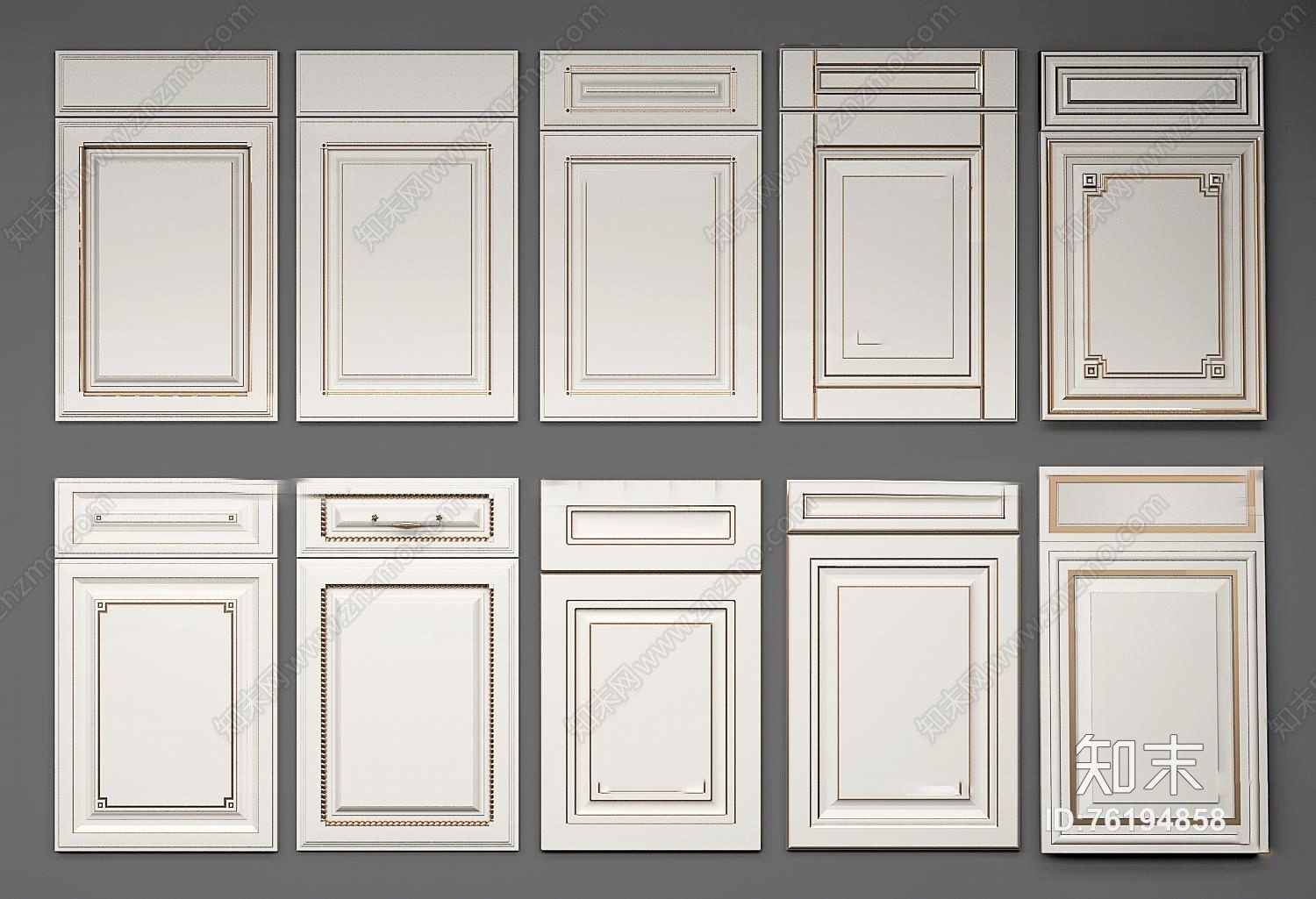 简欧实木橱柜门板组合3D模型下载【ID:76194858】