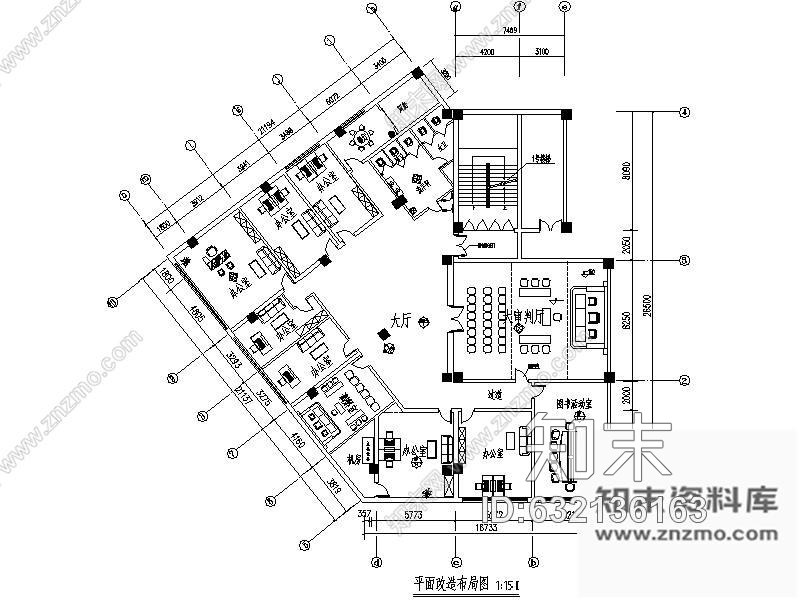 施工图兰州某法庭办公空间装修图施工图下载【ID:632136163】