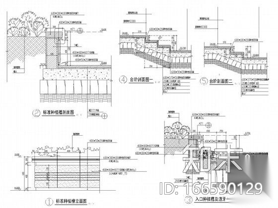 园林景观树池施工详图30例cad施工图下载【ID:166590129】