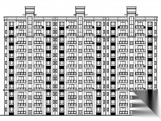 某十二层一梯二经济适用房单体建筑施工图（南梯）cad施工图下载【ID:168324176】